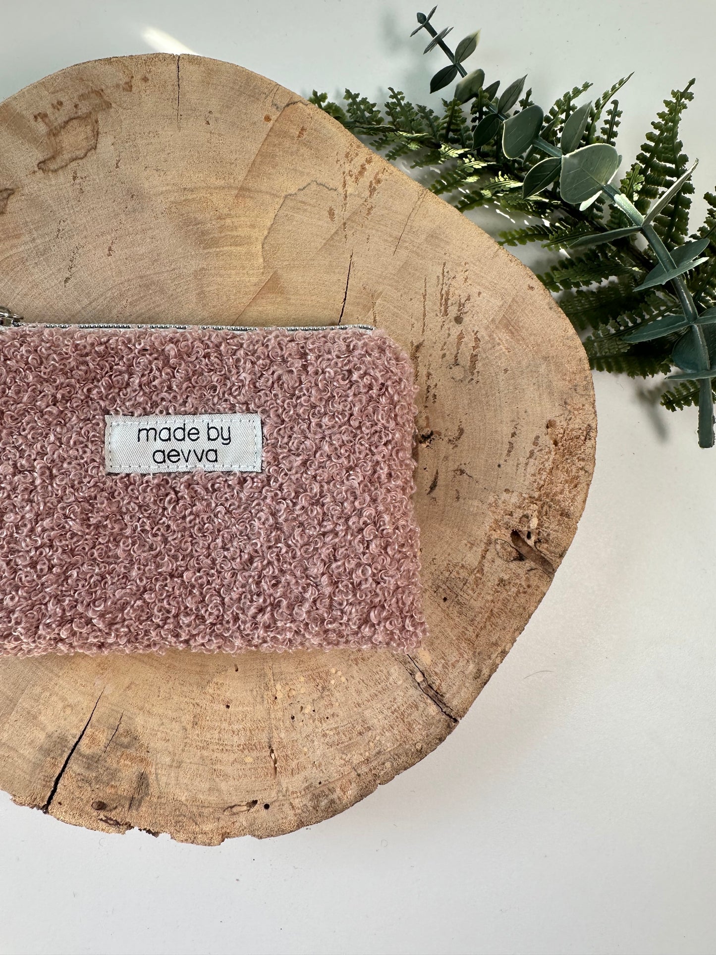 Kleiner Mini Geldbeutel aus Teddystoff in rosa / madebyaevva