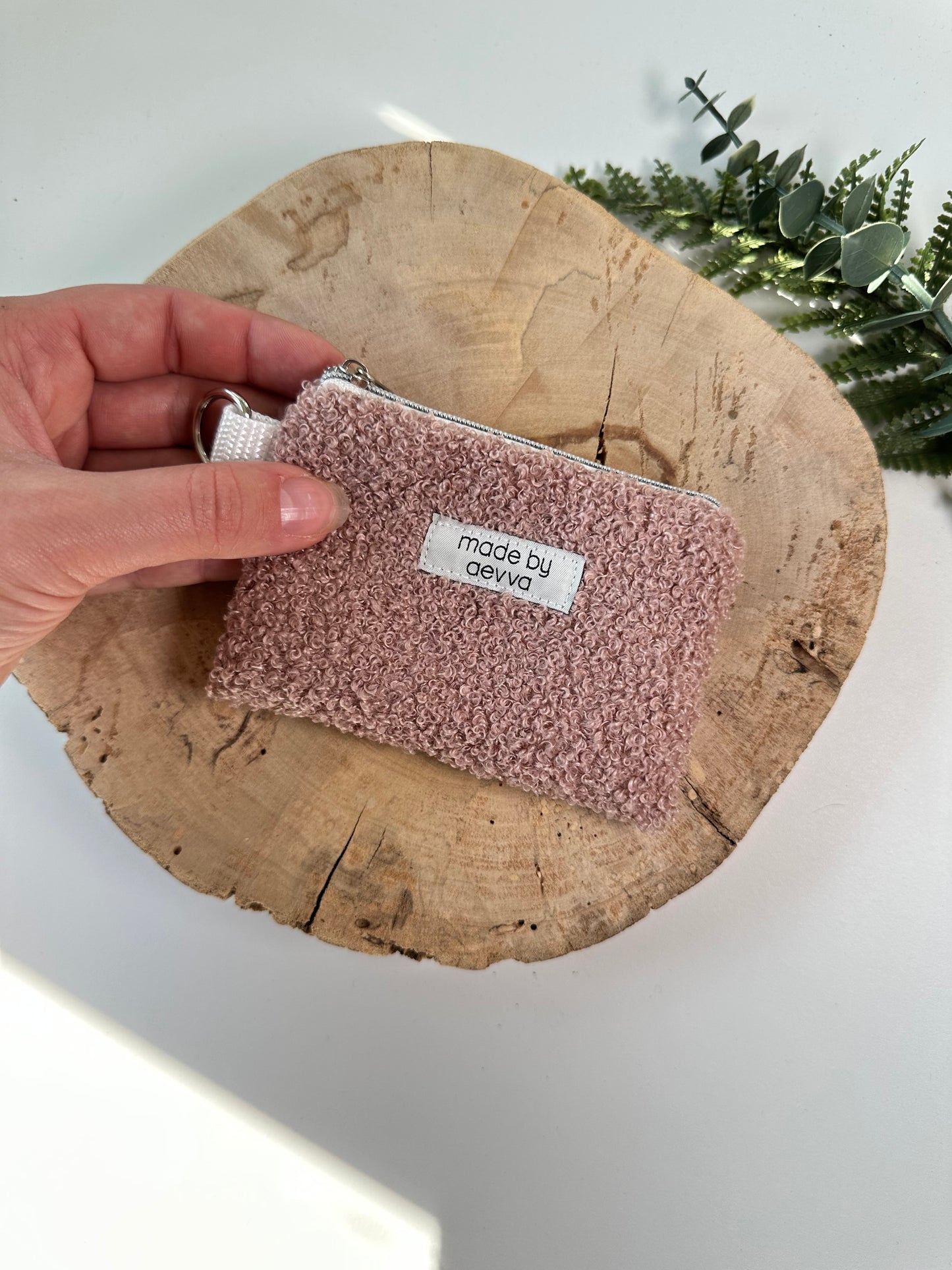 Kleiner Mini Geldbeutel aus Teddystoff in rosa / madebyaevva