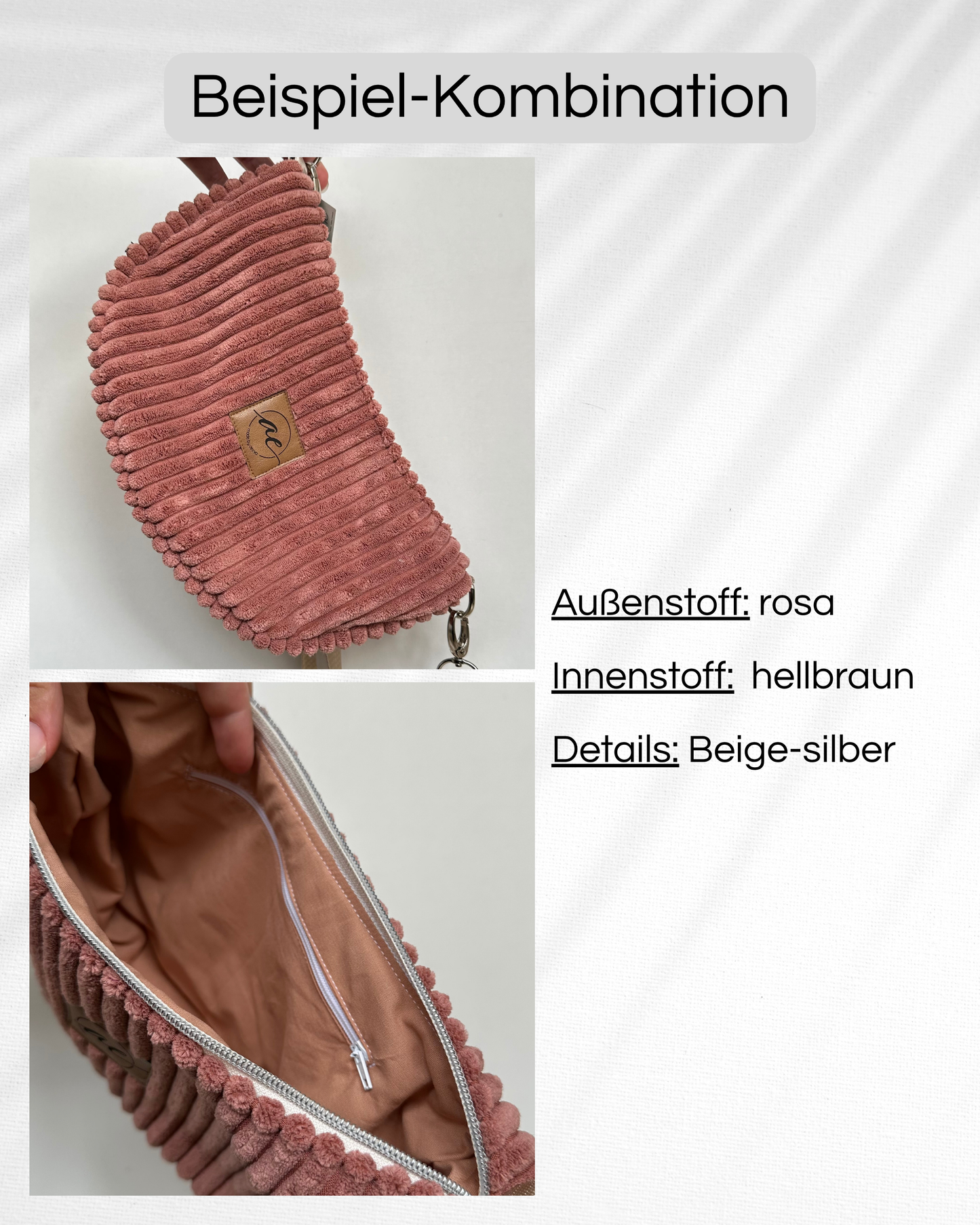 Midi Mondtasche - breiter Cord