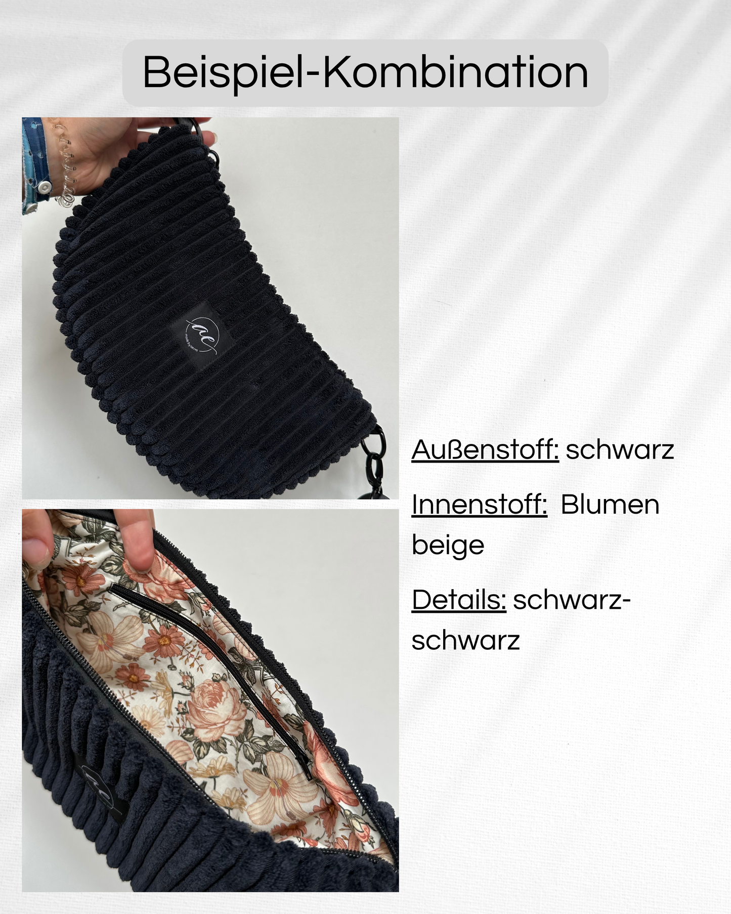 Midi Mondtasche - breiter Cord