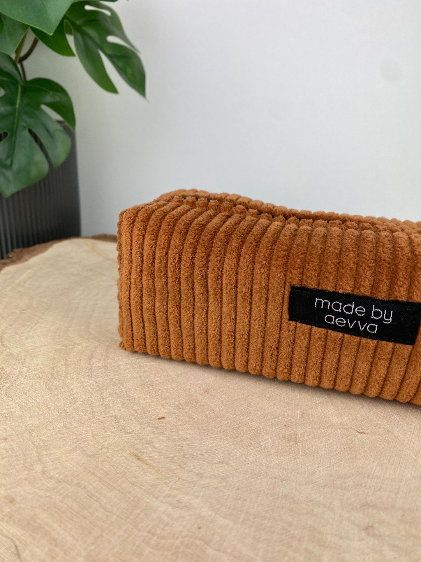 Stifte Mäppchen aus Cord in Kupfer