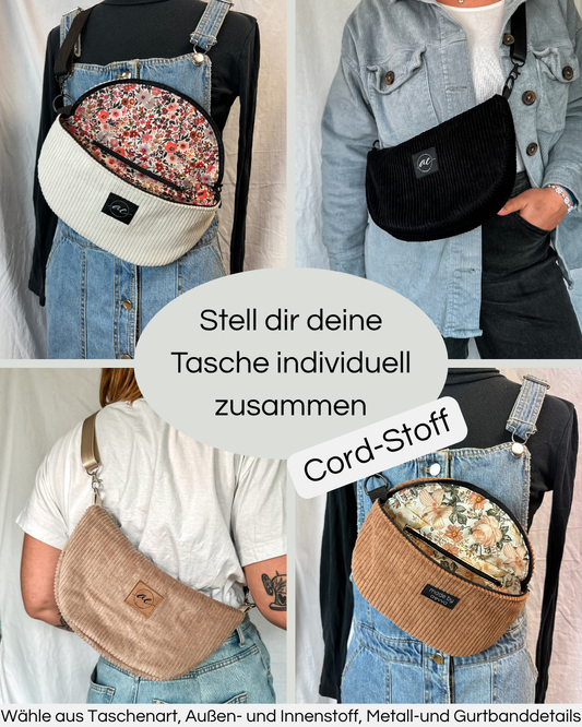 individuelle Tasche aus Cord-Stoff