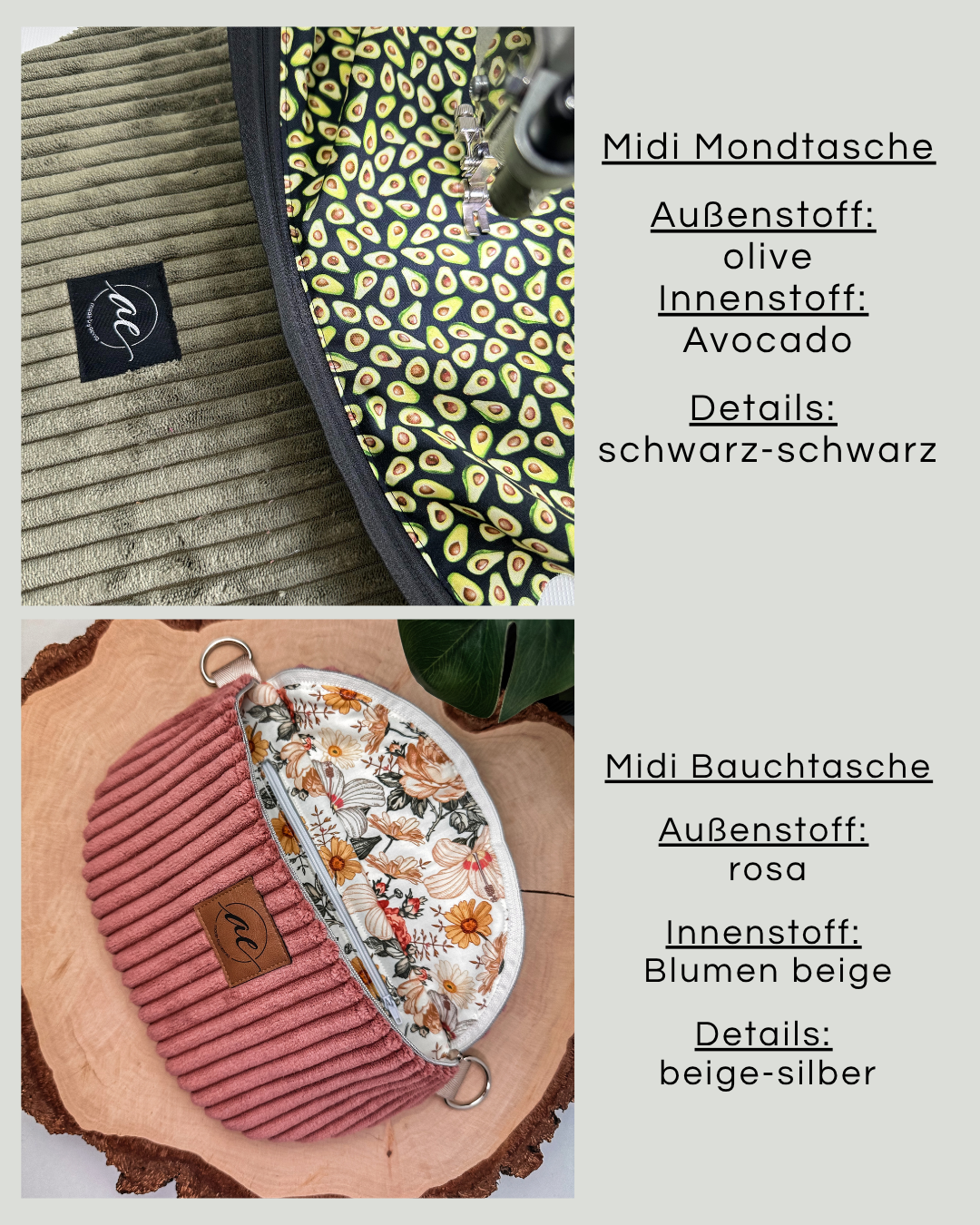 Breitcordstoff mit Avocado oder Blumen