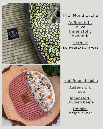 Breitcordstoff mit Avocado oder Blumen