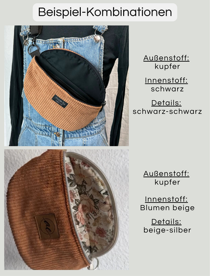 Individuelle Midi Bauchtasche aus kupfernem Cord