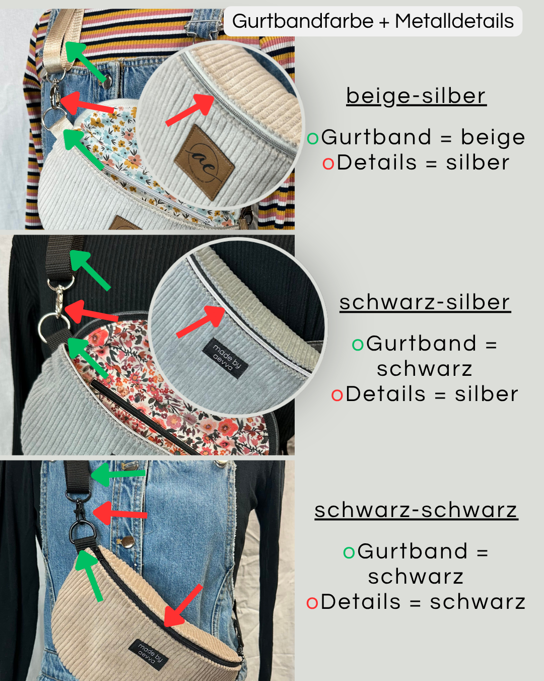 personalisierte Details der handgemachten Tasche