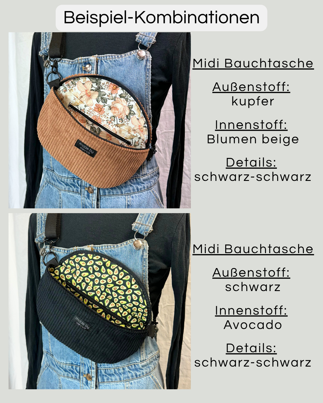 kombinationen Bauchtaschen aus Cord-Stoff