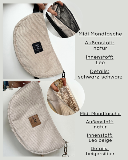 Mondtaschen aus Cord mit Leo