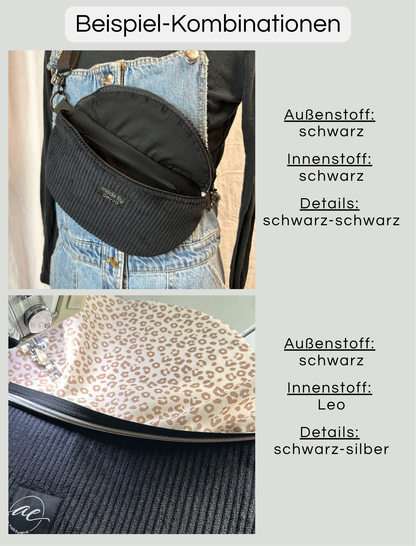 Individuelle Midi Bauchtasche aus schwarzem Cord