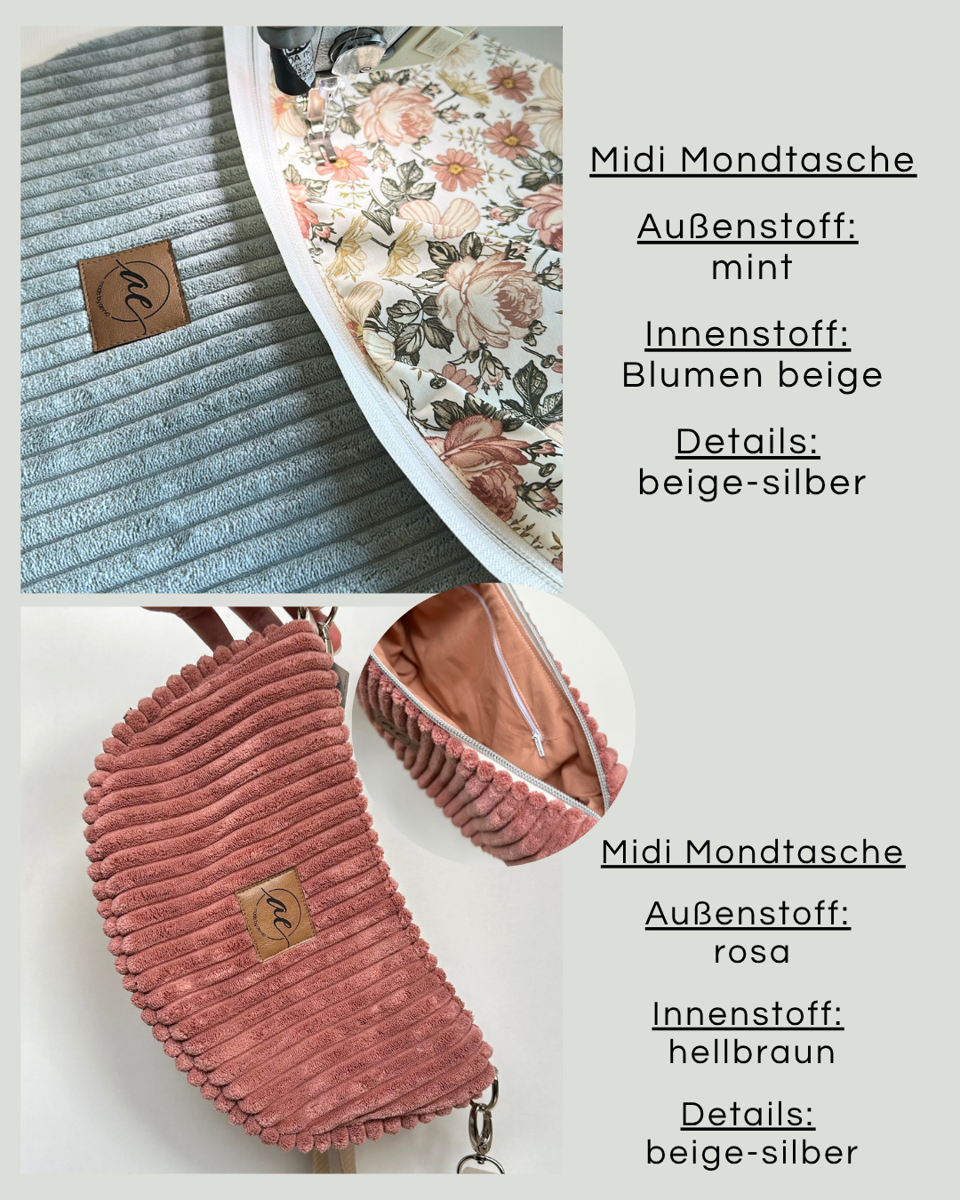 Kombinationsbeispiel Mondtaschen