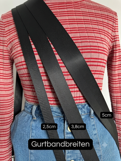 Große XL Bauchtasche aus Cord Stoff in schwarz mit Avocado Muster und Innentasche - Für Alltag und Freizeit