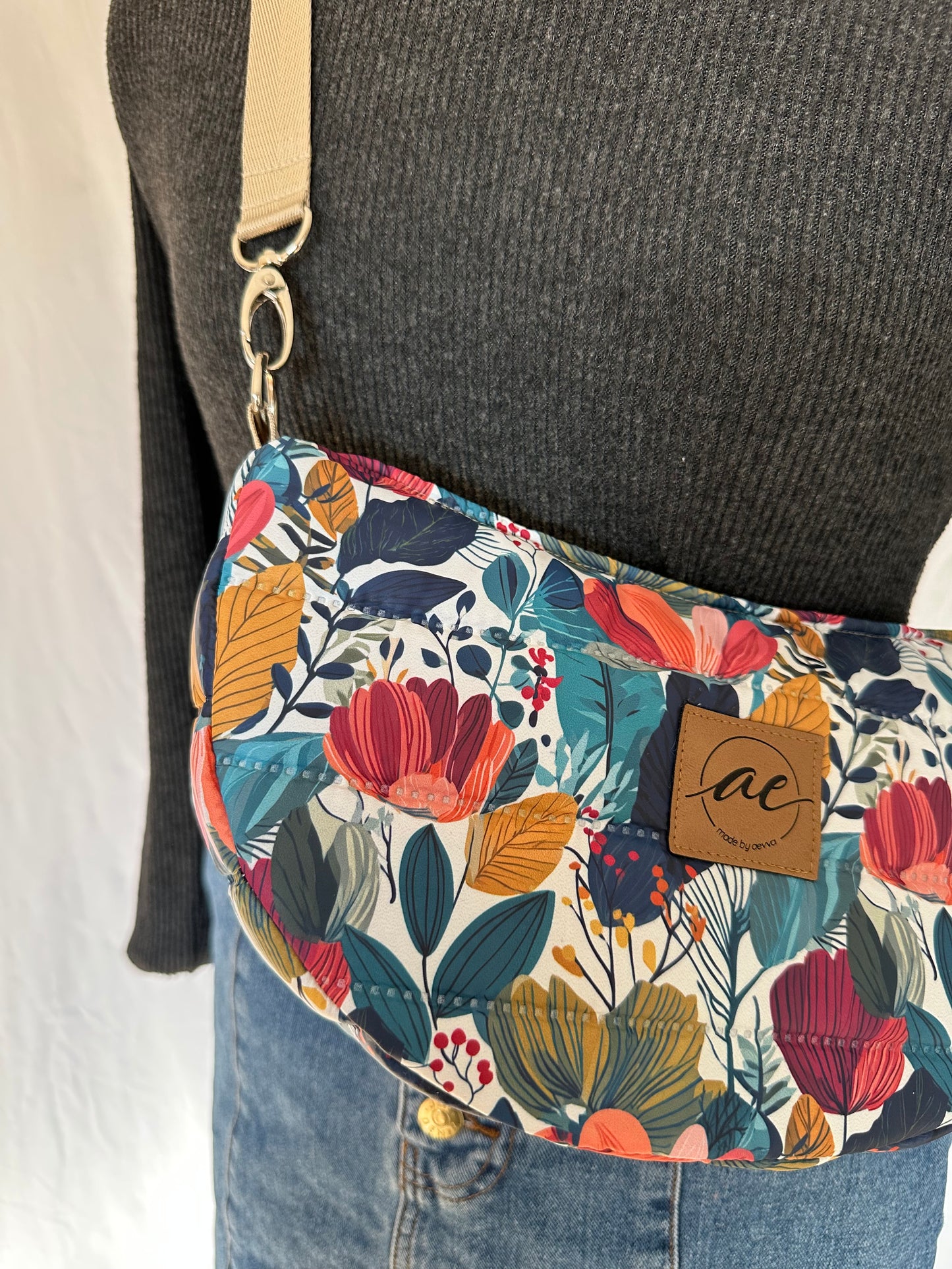 Midi Mondtasche Blumenmuster