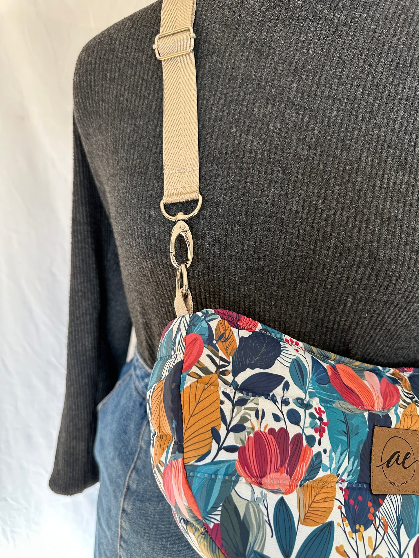 Midi Mondtasche Blumenmuster