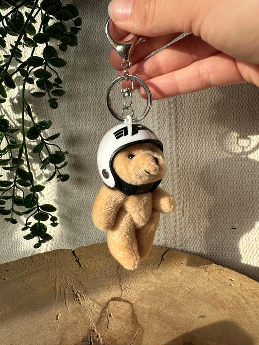 Teddy mit Helm - Schlüsselanhänger