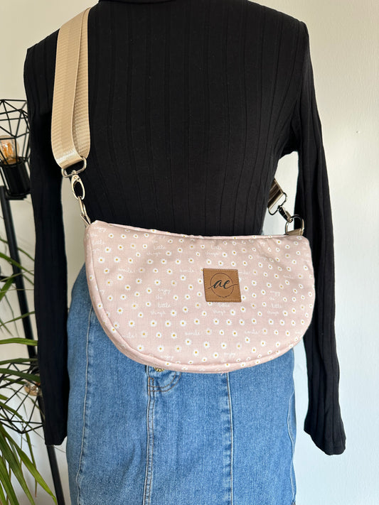 Midi Mondtasche aus Feincord "enjoy the little things"