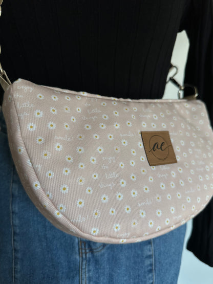 Midi Mondtasche aus Feincord "enjoy the little things"