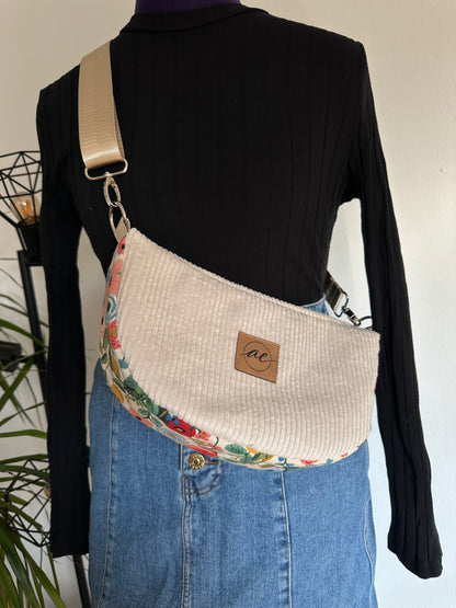 Midi Mondtasche "ein bisschen Frühling" aus Cord und Canvas