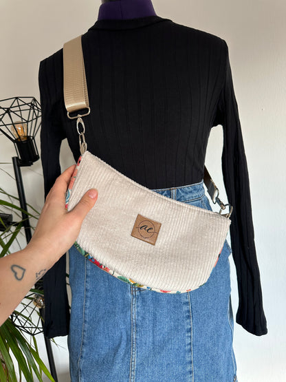 Midi Mondtasche "ein bisschen Frühling" aus Cord und Canvas