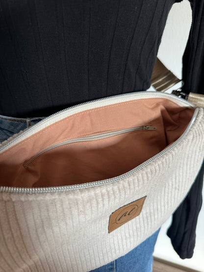 Midi Mondtasche "ein bisschen Frühling" aus Cord und Canvas