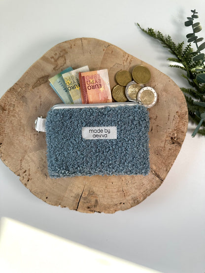 Kleiner Mini Geldbeutel aus Teddystoff in mint / madebyaevva