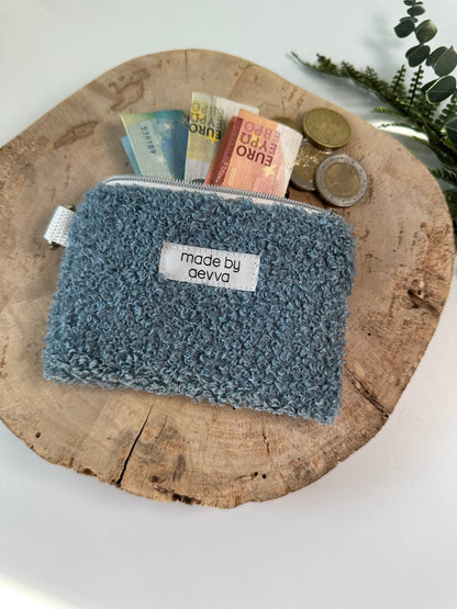 Kleiner Mini Geldbeutel aus Teddystoff in mint / madebyaevva
