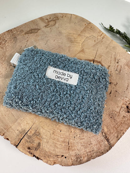 Kleiner Mini Geldbeutel aus Teddystoff in mint / madebyaevva