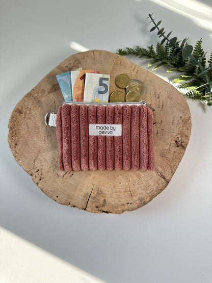 Kleiner Mini Geldbeutel aus breitem Cord in altrosa / madebyaevva