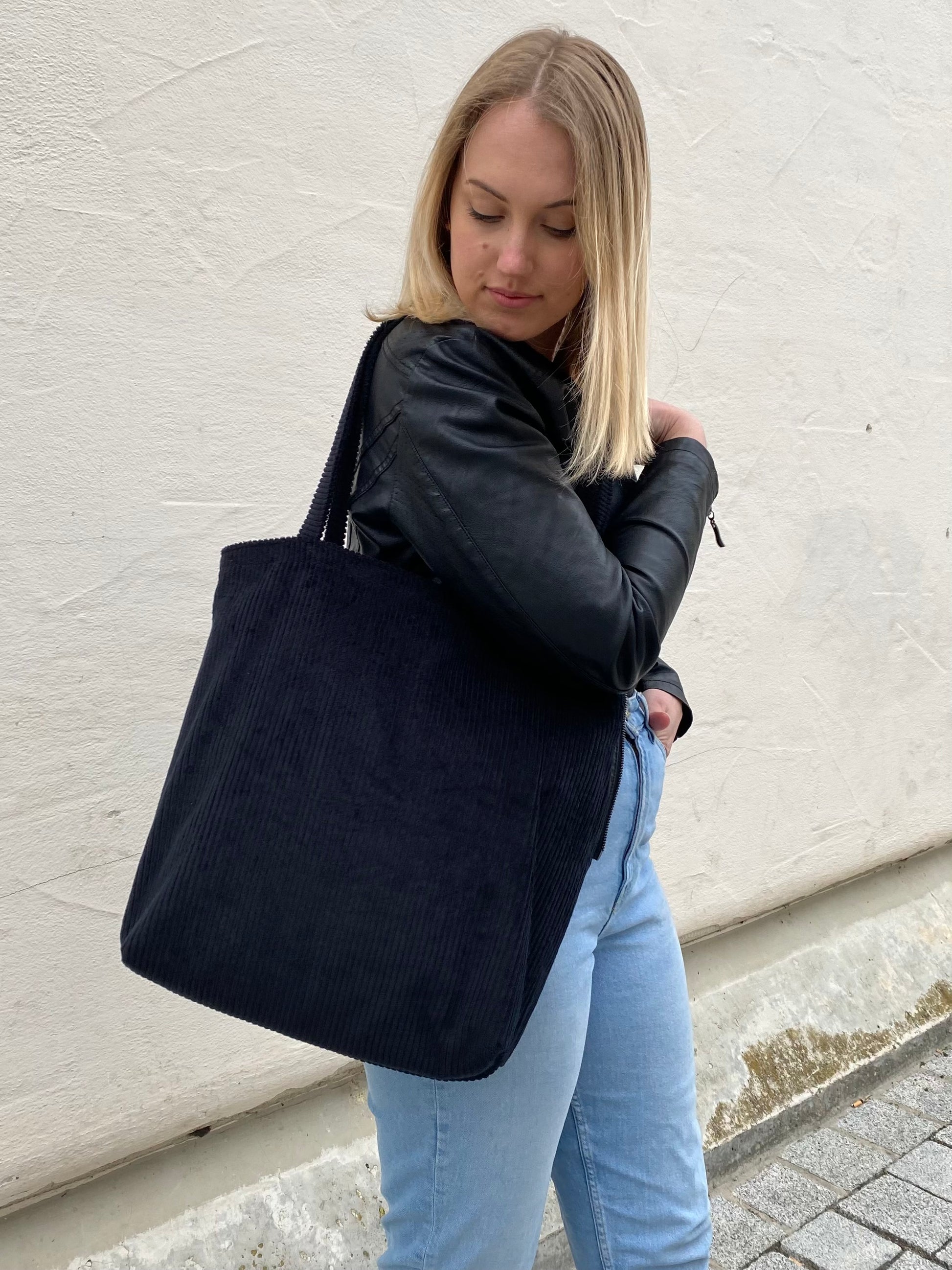 Shopper schwarz aus Cord