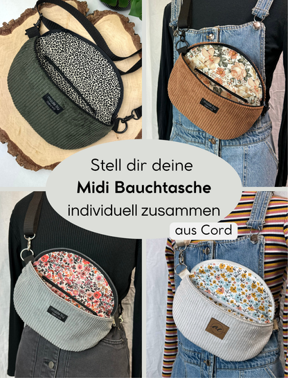 Individuell konfigurierbare Midi Bauchtasche aus Cord