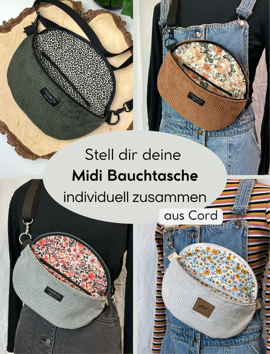 Individuell konfigurierbare Midi Bauchtasche aus Cord