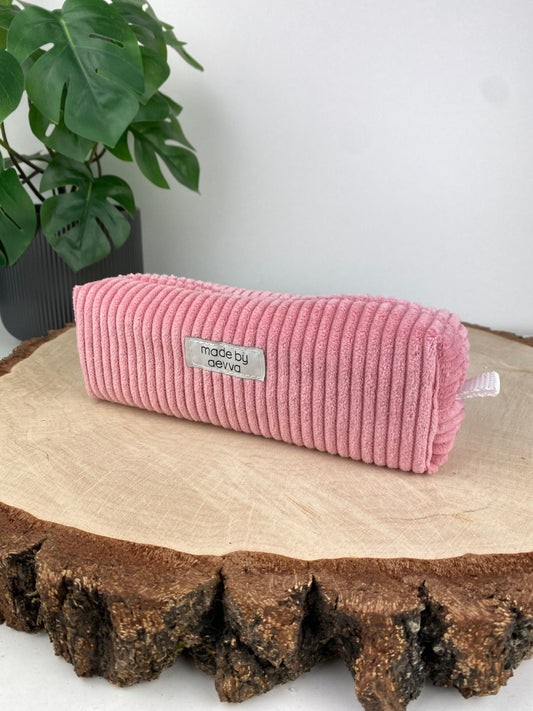 Stifte Mäppchen aus Cord in rosa